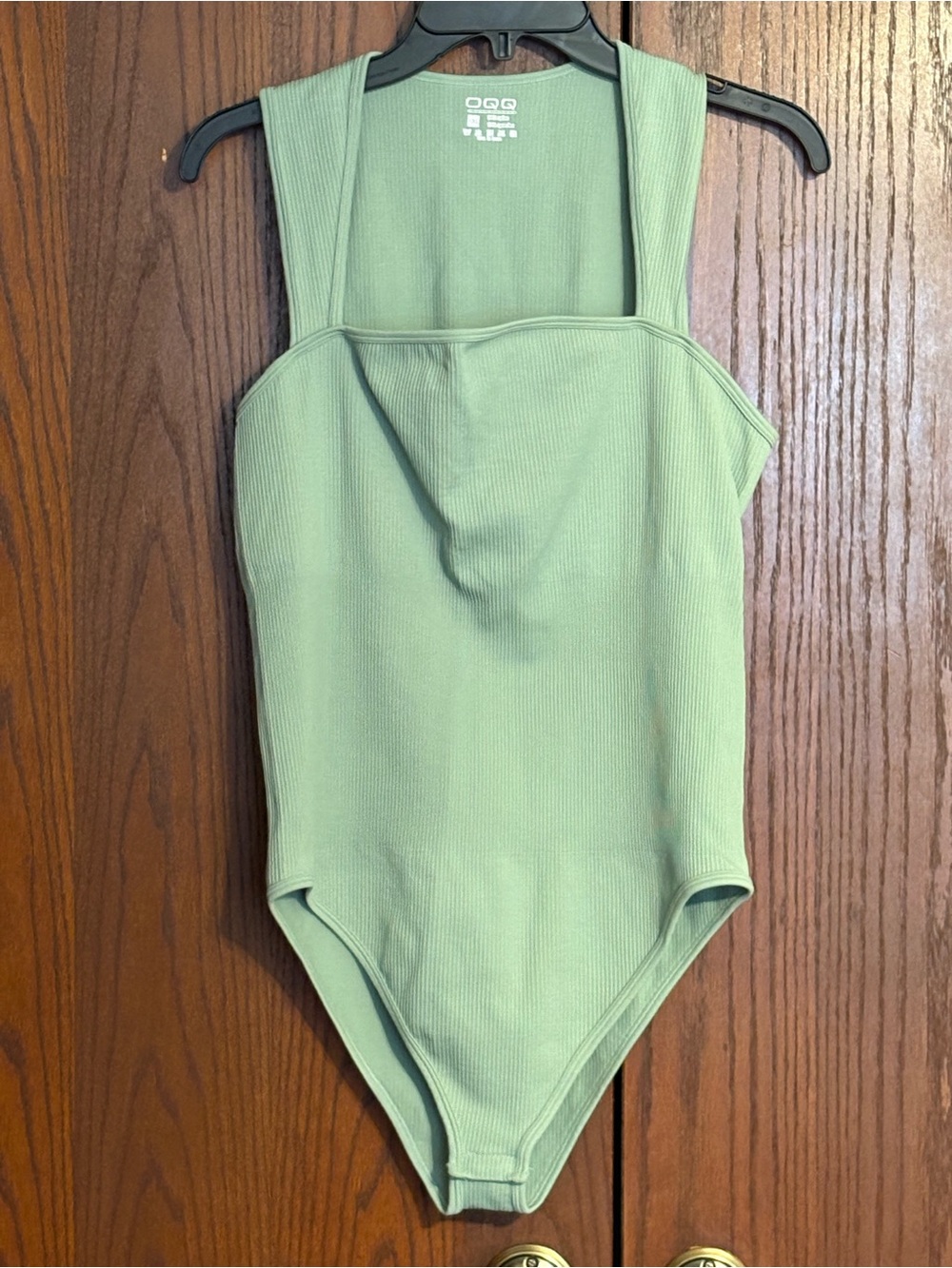 Ribbed OQQ One-Piece Bodysuit in Mint Green